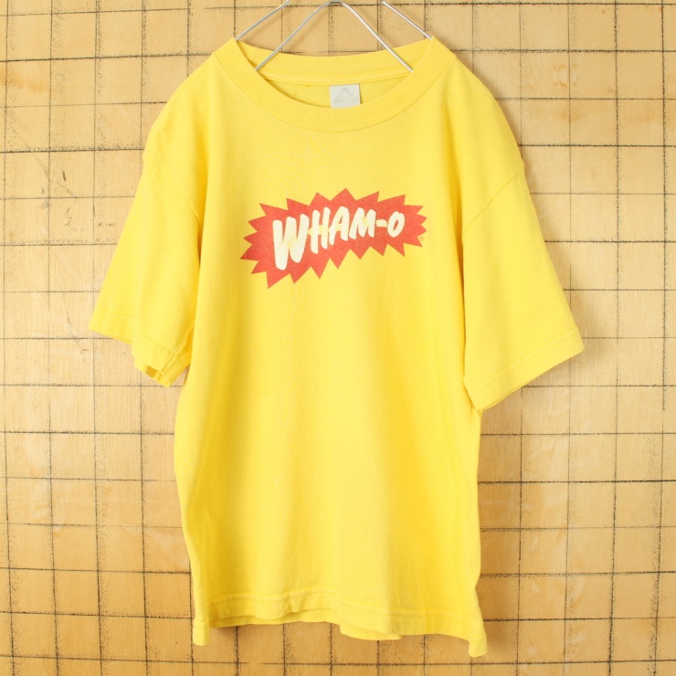 90s 00s USA WHAM-O ALSTYLE APPAREL&ACTIVEWEAR プリント 半袖 Tシャツ イエロー メンズS相当 アメリカ古着