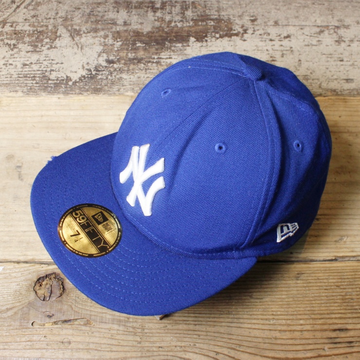 USA New Era MLB ニューヨーク ヤンキース キャップ 帽子 ブルー 青 7 1/4 57.7cm 刺繍 アメリカ古着