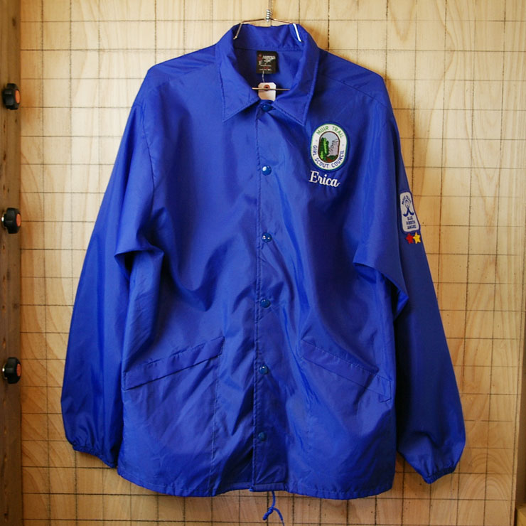 【ARISTO JAC】USA(アメリカ)製古着ブルー(青)ナイロンワークジャケット・コーチジャケット|Lサイズ