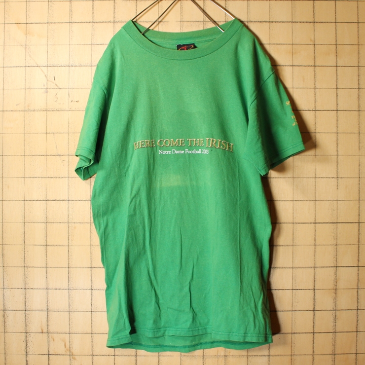 00s USA ST.CLAIR APPAREL 両面プリント Tシャツ グリーン 半袖 メンズS相当 アメリカ古着