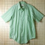 古着USA(アメリカ)製ストライプ緑×灰×白(グリーン×グレー×ホワイト)半袖ビンテージシャツ【Arrowアロー】