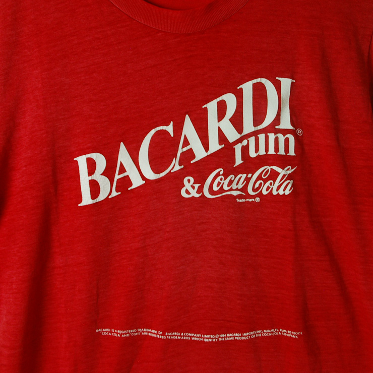 古着USA(アメリカ)製80'sレッド(赤)BACARDIrum(バカルディラム)Coca-Cola(コカコーラ)メンズTシャツ – ataco  garage blog