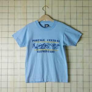 古着USA(アメリカ)製水色(ライトブルー)PORTAGE CENTRAL ELEMENTARY【SCREEN STARS BEST】キッズTシャツ