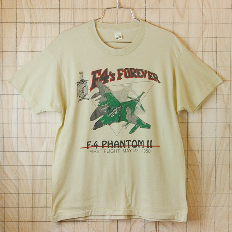 古着メンズUSA(アメリカ)製ベージュF4's-FOREVER F-4-PHANTOM-ⅡTシャツ【SCREEN STARS】