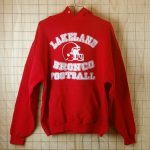 古着メンズブラジル(サルヴァドール)製レッド(赤)LAKELAND-BRONCO-FOOTBALLスウェットパーカー【JERZEES】