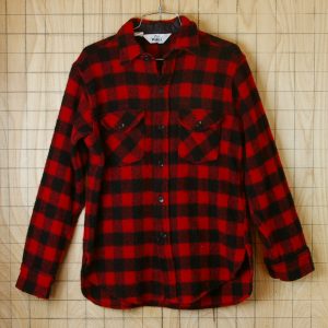 古着ウールリッチ レッド×ブラック(赤×黒)長袖メンズバッファローチェックウールシャツ【Woolrich】