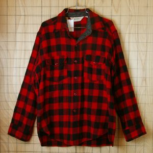 古着Woolrich長袖メンズレッド×ブラック(赤×黒)バッファローチェックウールシャツ【ウールリッチ】