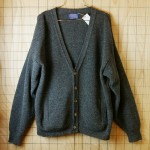 【PENDLETON】USA(アメリカ)製古着メンズ70sグレー本革肘当てボタンウール100%ニットカーディガン【ペンドルトン】