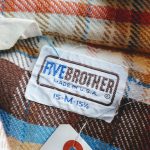 70S-80S FIVE BROTHER Light Brown CHECK HEAVY FLANNEL SHIRT