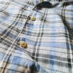 1960s-70s EURO Shark Collar S/S Plaid Shirt Blue Mens-M