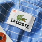 French Lacoste S/S Button down Plaid Shirt Blue Mens-L