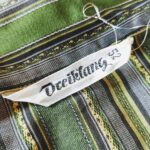 1960s-70s EURO Dreiklang S/S Open Collar Stripe Shirt Green Mens-L