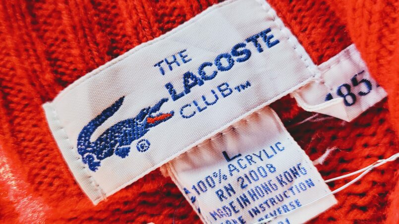 1980s USA LACOSTE CLUB Acrylic Knit Cardigan Red Mens-L – ataco