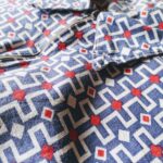 1960s-70s EURO S/S Patterned Pull Over Shirt Navy Mens-ML