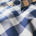 1970s-80s EURO L/S Block Check Shirt Blue Mens-M