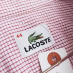French Lacoste S/S Check Button-Down Shirt Pink Mens-XL