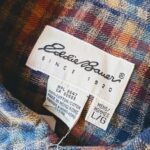 1990s USA Eddie Bauer L/S Button-Down Plaid Shirt Beige Mens-L