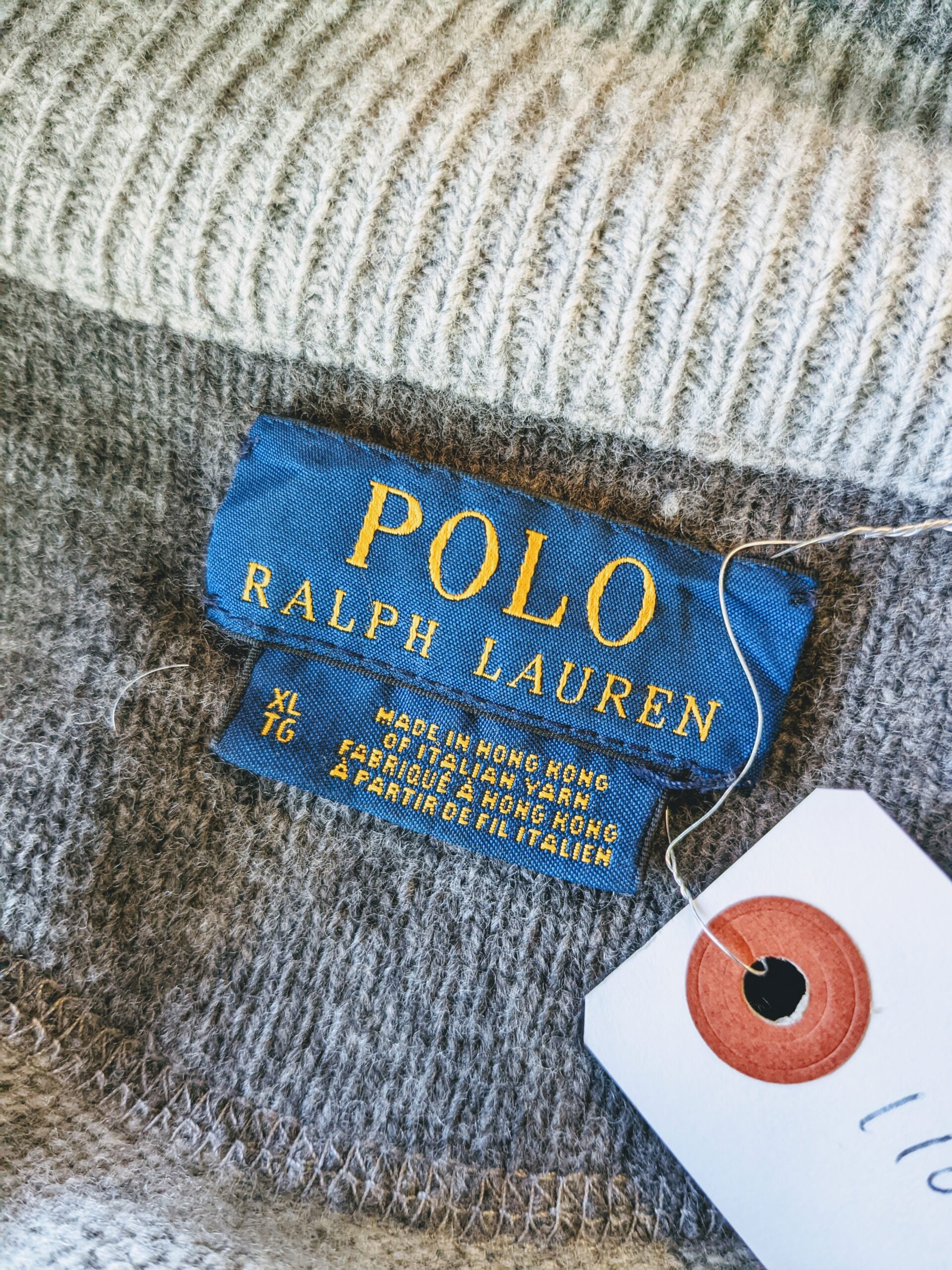 USA Polo RALPH LAUREN Wool Cashmere Half-Zip Sweater Gray Mens-XL