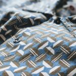 1960s-70s EURO permaflott Patterned L/S Box Shirt Blue Mens-M