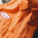 1980s-90s USA RED KAP S/S Patch Work Shirt Orange Mens-M