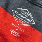 USA ST JOHN’S BAY L/S Border Polo Shirt Red Mens-M
