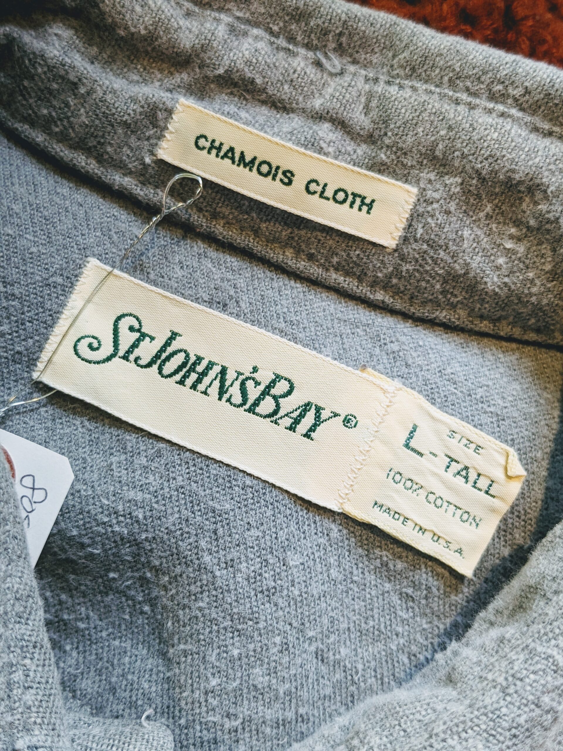 1980s-90s USA ST JOHN'S BAY L/S Cotton Chamois cross Shirt Gray ...