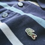 French Lacoste L/S Border Rugby Shirt Navy Mens-M