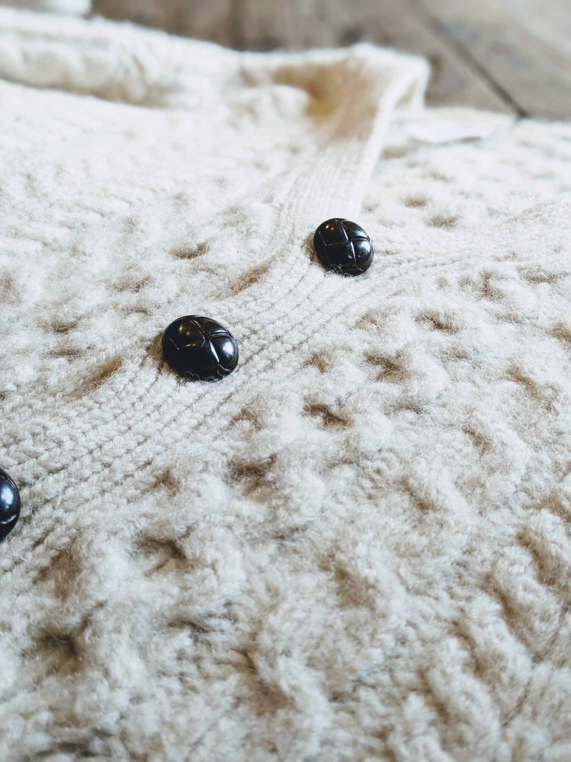 アイルランド製 カーディガン オフホワイト L Clady knit/アイルランド 