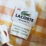 French Lacoste L/S Button-Down Plaid Shirt Orange Mens-L