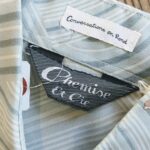 1970s-80s USA Chemise Et Cie L/S Patterned Poly Shirt Blue Mens-M