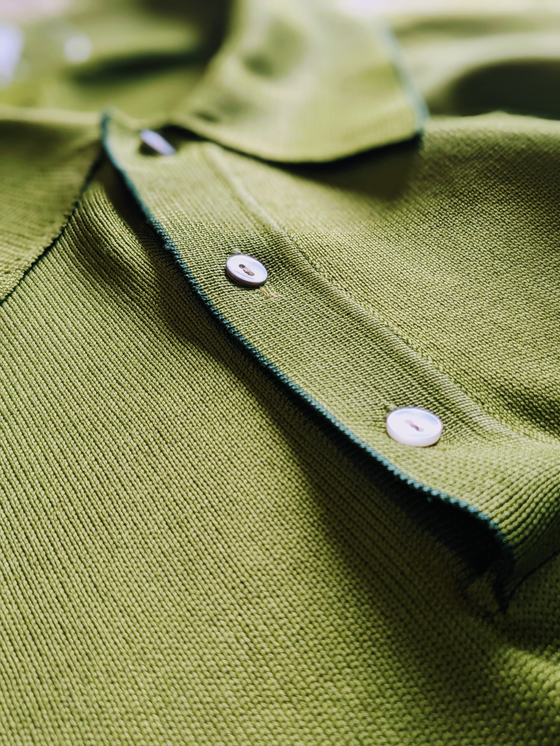 1970s-80s USA L/S Poly Knit Polo Shirt Green Mens-M – ataco garage