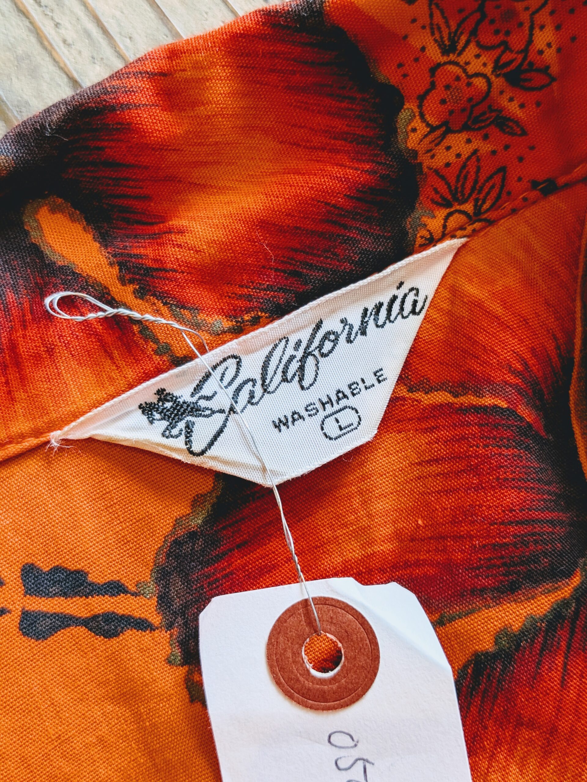 1960s 70s USA California Hawaiian Shirt Orange Mens-L – ataco 