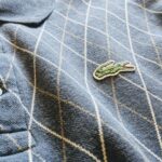 1990s French LACOSTE L/S Plaid Polo Shirt Navy Mens-L