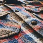 1970s-80s USA Plaid Wool Jacket Brown Mens-M