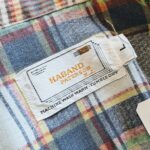1970s-80s USA HABAND PATERSON N.J S/S Light Flannel Shirt Navy Mens-L