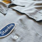 1970s-80s USA CUSTOM S/S Patch Work Shirt Light-Blue Mens-L & 2026 Summer SALE