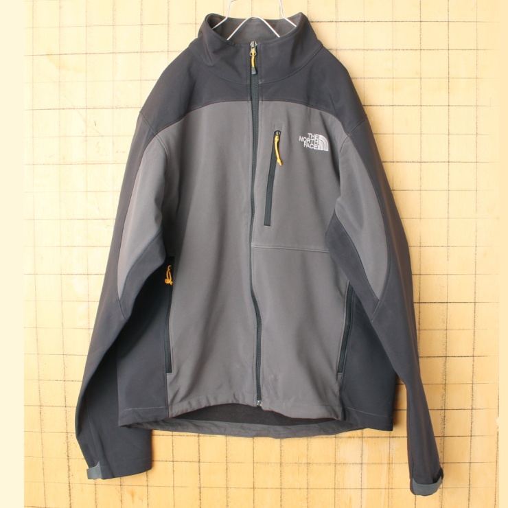 THE NORTH FACE ノースフェイス TNF APEX ジップアップ ソフトシェル ジャケット ブラック グレー メンズM アウトドア アメリカ古着