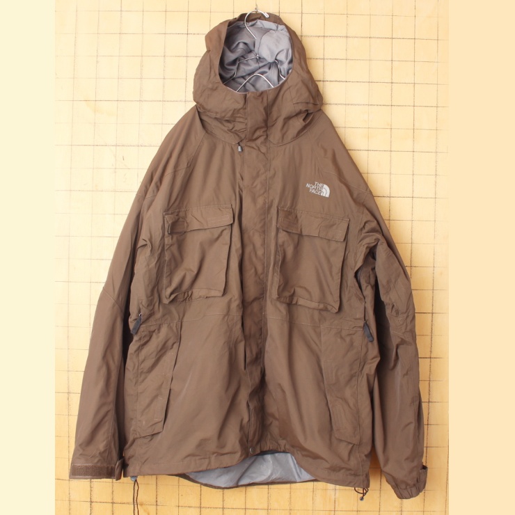 THE NORTH FACE ノースフェイス HYVENT ジップアップ ナイロン ジャケット ブラウン メンズXL マンパ アウトドア アメリカ古着