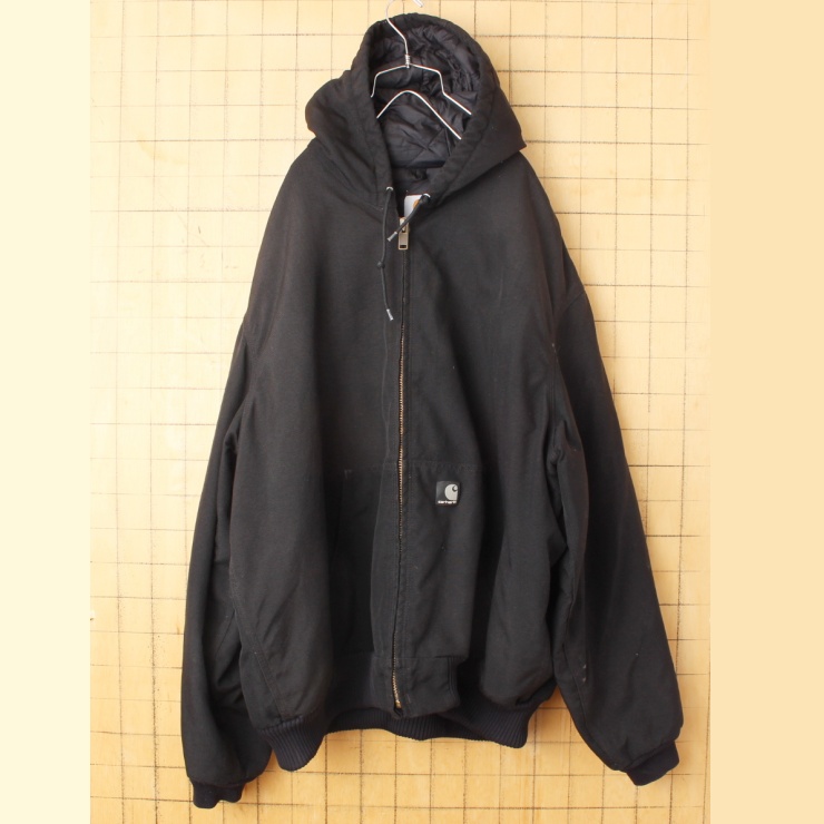 ビッグサイズ 80s 90s USA carhartt カーハート アクティブ ジャケット ワーク ブラック メンズ2XL アメリカ古着