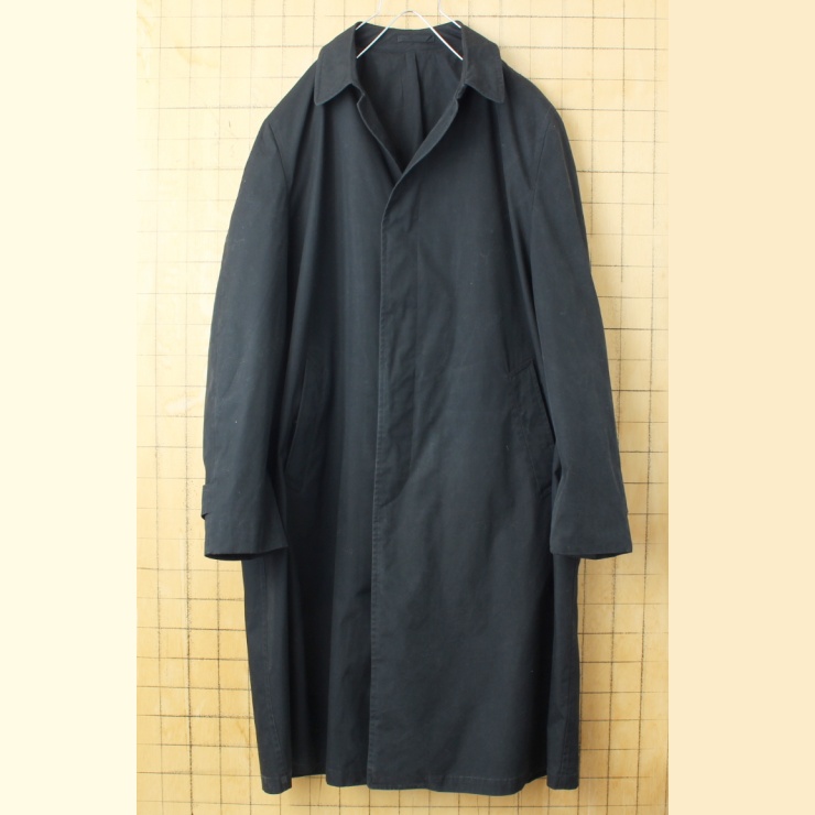 70s 80s USA LONDON FOG ステンカラー コート メンズXL相当 ブラック 黒 アメリカ古着