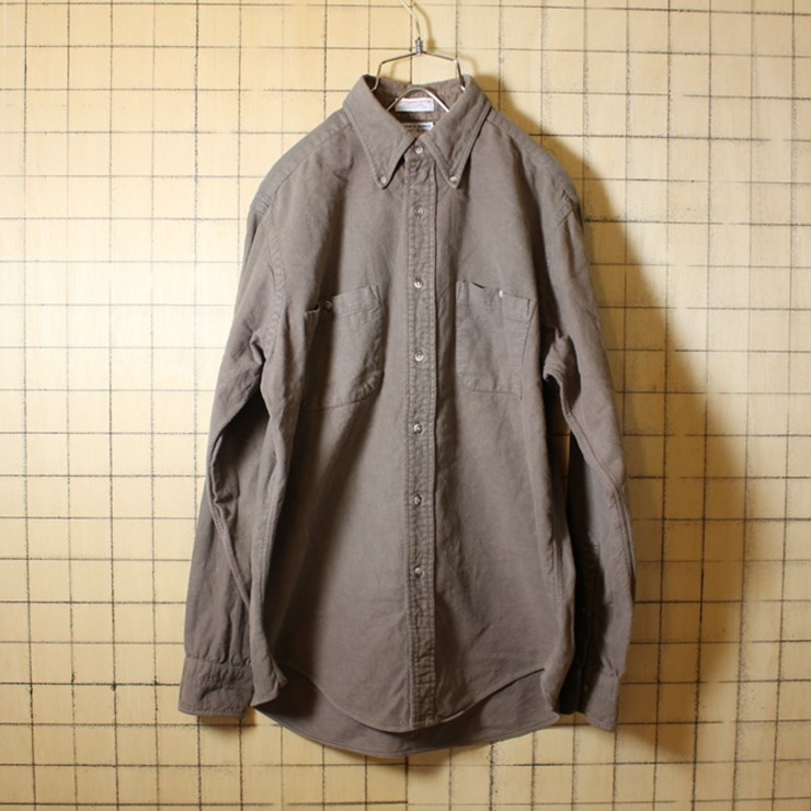 SERO 古着 グレー combed cotton 100% シャモアシャツ ボタンダウン 長袖シャツ メンズM