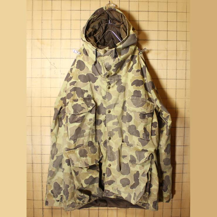 ビッグサイズ 80s USA製 Cabela's ダックハンターカモ マウンテンパーカー GORE-TEX ハンティング 2XL相当 カーキ グリーン アウトドア古着