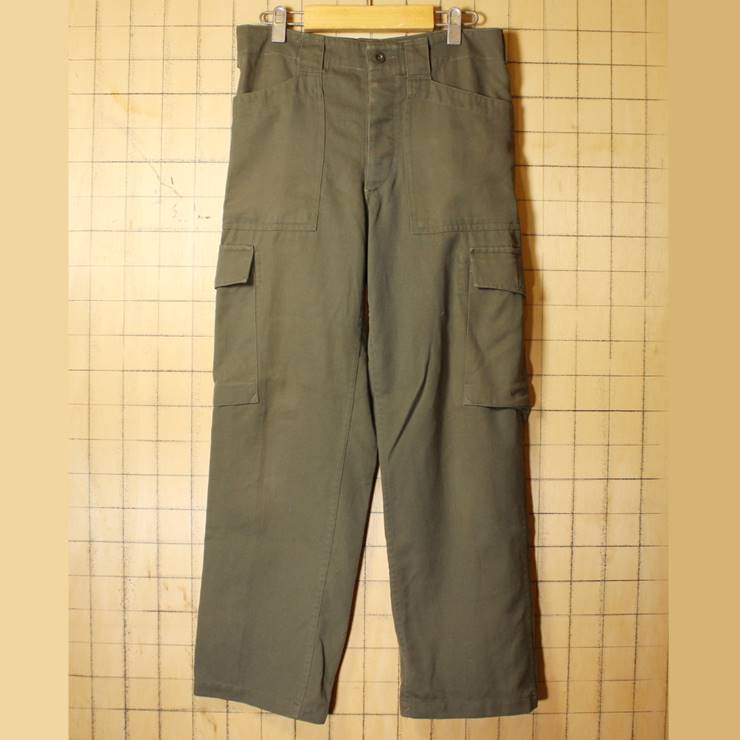 80s オーストラリア軍 カーゴパンツ W31相当 ミリタリー ボタンフライ 軍実品 古着