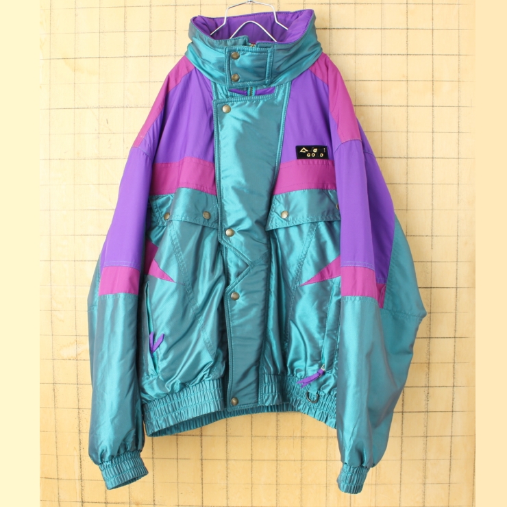 80s 90s カナダ製 Jardi ジップアップナイロンスキージャケット グリーン メンズL相当 アウトドア アメリカ古着