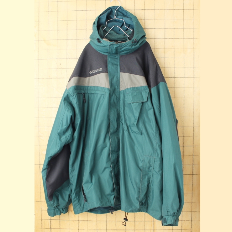 ビッグサイズ 90s 00s USA Columbia 3WAY ジップアップナイロンジャケット ライナージャケット付 グリーン メンズXL アウトドア アメリカ古着