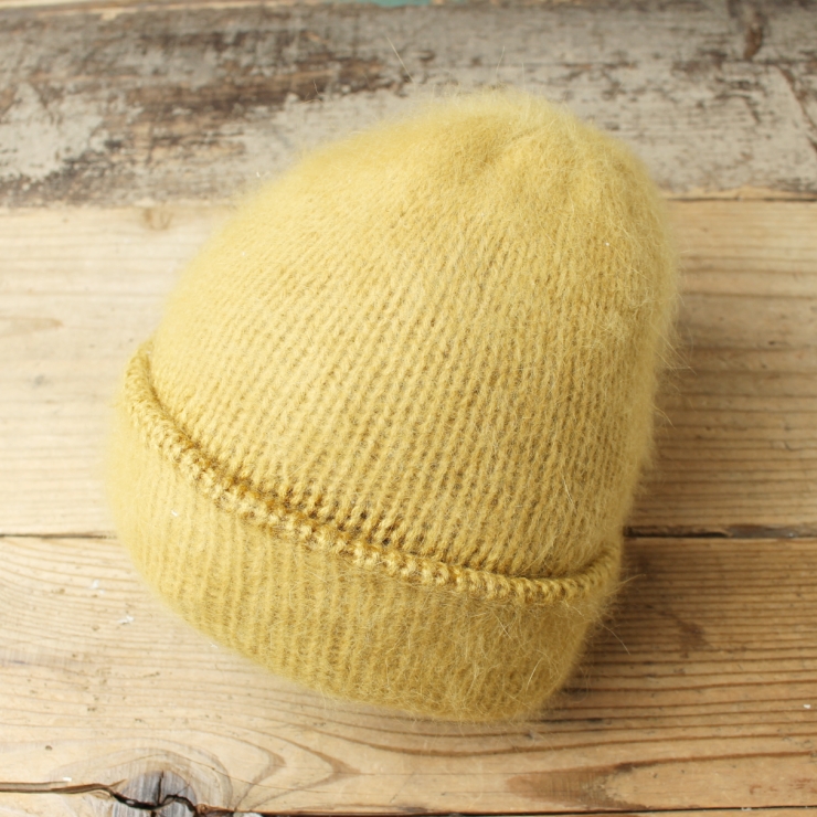 イタリア製 アンゴラニットキャップ イエロー EURO ヨーロッパ古着