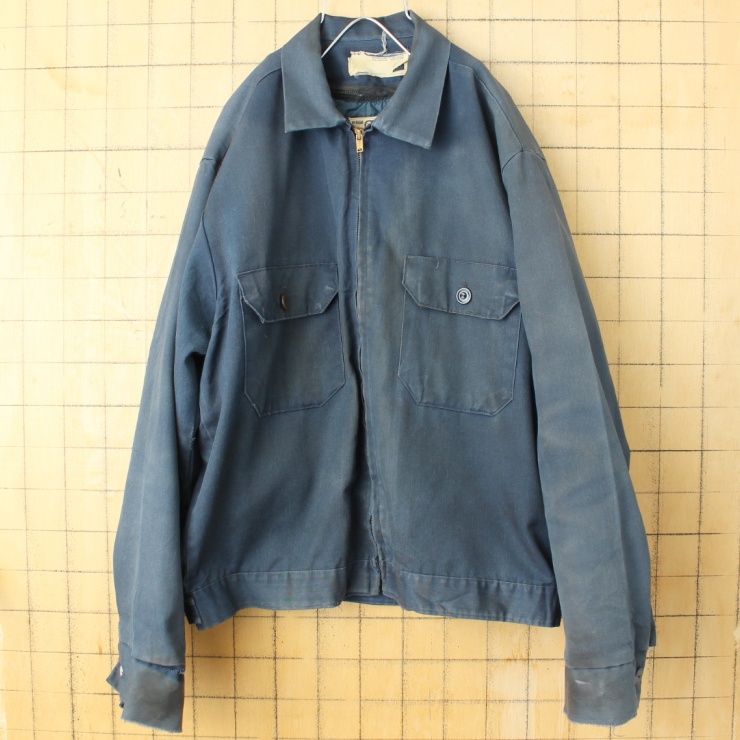 70s 80s USA製 WORK WEAR CORPORATION キルティングライナー ワークジャケット メンズM ネイビー ブルー 中綿 アメリカ古着