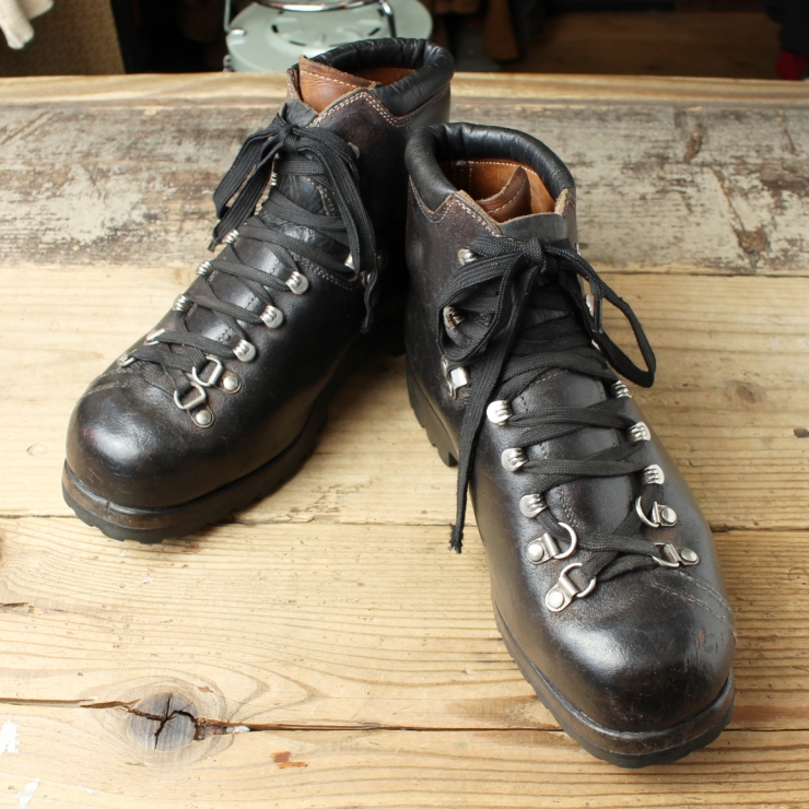 70s 80s スイス Raichle レザートレッキングブーツ 25.5cm相当 ブラック アメリカ古着