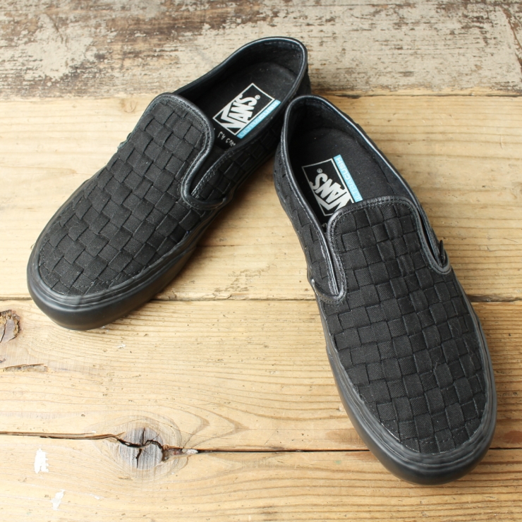 USA VANS バンズ 編み込み スリッポン スニーカー 27cm ブラック シューズ アメリカ古着