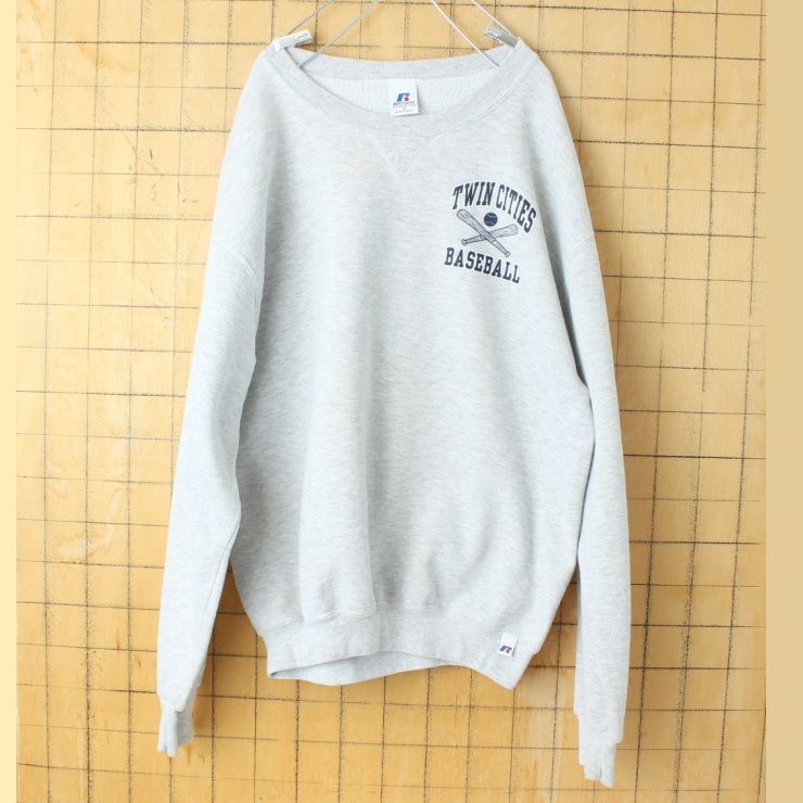 90s 00s USA RUSSELL ATHLETIC TWIN CITIES BASEBALL プリント スウェット グレー メンズM アメリカ古着